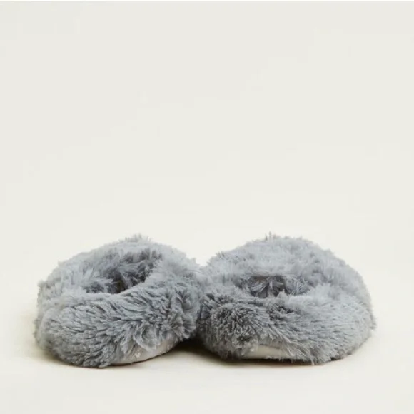 Grey “Warmies” brand slippers, heatable, weighted & fuzzy -size 8-10 NWOT - Picture 8 of 12